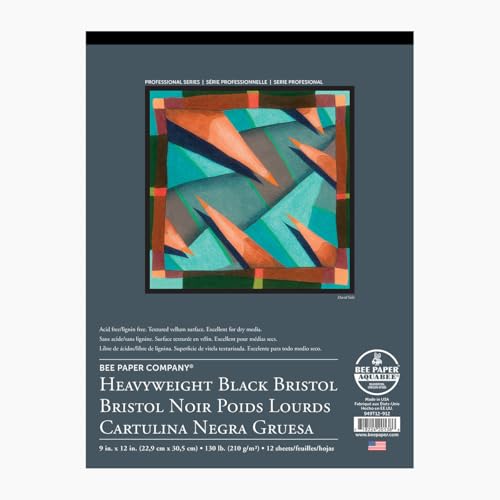 Bee Paper Black Bristol Pad, 11"-14" - size: 11-inch x 14-inch, 12 Sheet Tape Bound Pad