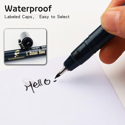 16 Pack Micro Fineliner Drawing Pens - Waterproof Black Ink, Assorted Tip Sizes for Sketching, Manga, Anime, Comic, Art Writing, Journaling & Architectural Design