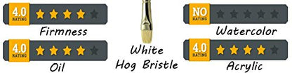 ZEM Brush White Hog Bristle Stiff Fan Brush Set Size 2,4,6,8