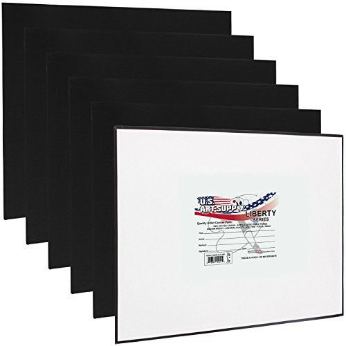 U.S. Art Supply 16 X 20 Inch Black Art Canvas Board Panels 6 Pack - 8 Ounce Heavyweight Cotton Acid Free Canvases for Painting Acrylics and Watercolor (1 Case of 6 Single Canvas Painting Panels) - size: 16" x 20"