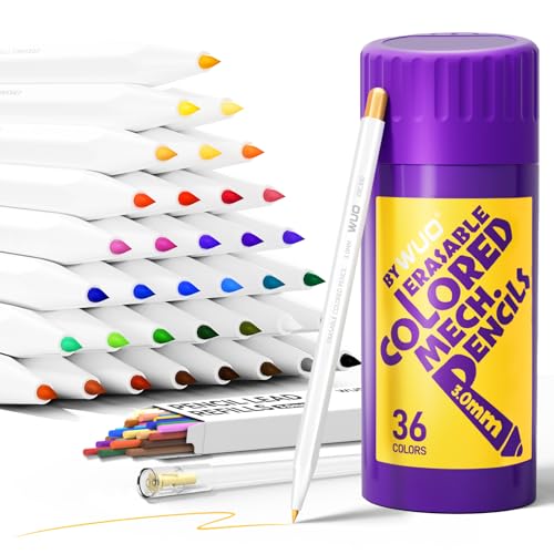 WUO 3.0mm Mechanical Colored Pencils 36PCS with 36 Lead Refills | Refillable Colored Pencil Set with Sharpener and Portable Case for Adult Coloring, Drawing, Sketching and Art Projects