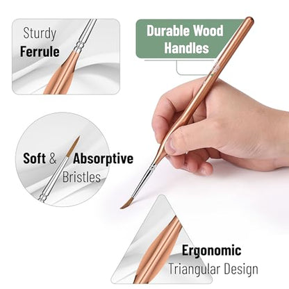 Mr. Pen- Detail Paint Brushes Set, 9 pcs, Rose Gold | Miniature Paint Brushes, Thin Paint Brushes, Model Paint Brushes, Fine Tip Paint Brush, Face Paint Brushes Set - color: Rose Gold
