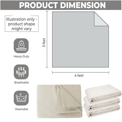 Premium Cotton Canvas Drop Cloth 8 oz, 4x5 ft – Heavy Duty Reusable Painter’s Cloth for Painting, Staining, DIY Projects, Furniture & Floor Protection, Washable Dust Sheet, Indoor & Outdoor Use