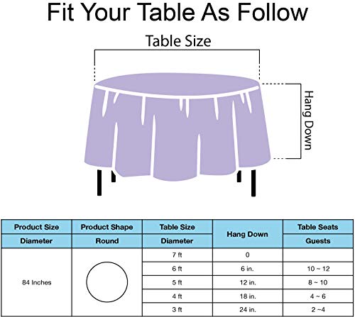 Lavender Plastic Tablecloths 2 Pack Lilac Disposable Table Covers 84 Inch Circle Bridal Shower Party Tablecovers PEVA Mauve Table Cloths for BBQ Picnic Birthday Wedding Parties 6 ft Round Table Use - color: C01 Lavender