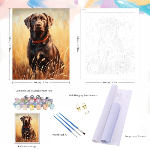 Natuyalo Animal Paint by Numbers Kit for Adults - Black Dog in the Rice Field Painting by Number on Canvas Without Frame, DIY Acrylic Art Crafts for Ideal Gift (16x20 Inch) - color: ART-04