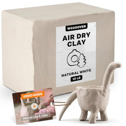 WOODOVER Premium Air Dry Clay White, 10 lb – Natural Modeling Clay for Sculpting, Pottery & DIY Crafts – Self-Hardening for Artists, Beginners and Professionals