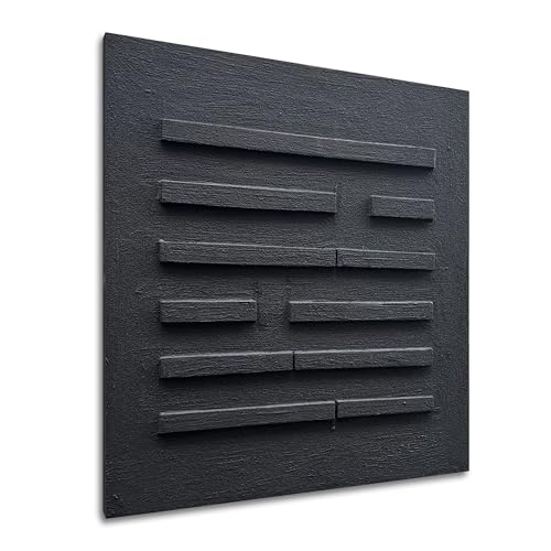 Art Hand-Drawn Black Abstract Three-Dimensional Texture Art Oil Painting, 24x24 inches. Modern Minimalist Style Art. Suitable for Wall Decoration in Home Office - color: Yi126