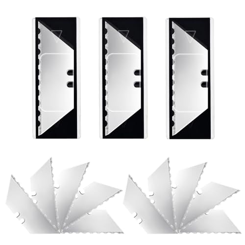 Vickay Utility Knife Blades, SK5 Box Cutter & Razor Blades-Serrated Edge | 30 Pack Standard Replacement Blades for Heavy Duty Box Cutter Refills, for Cardboard, Leather, Drywall, Carpet, Rope, etc - color: Silver-serrated, size: 30 Pack