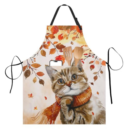 Imiss Waterproof Stain-Resistant Cooking Chef Aprons for Grill BBQ Baking 27 X 31 Inch - color: Fall Cat