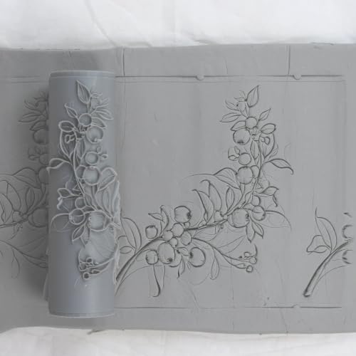 Cranberry Sprig Clay Texture Roller 4" for Polymer Clay - color: Cranberry Sprig Roller, size: 4 inch