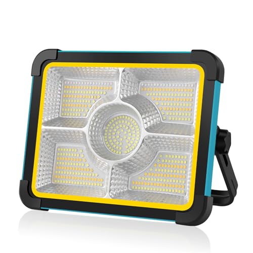 Rechargeable LED Solar Work Light | Job Site Battery Rechargeable LED Floor Light, Waterproof Portable Camping Light for Emergency, Repair, Camping - size: 12000mAh