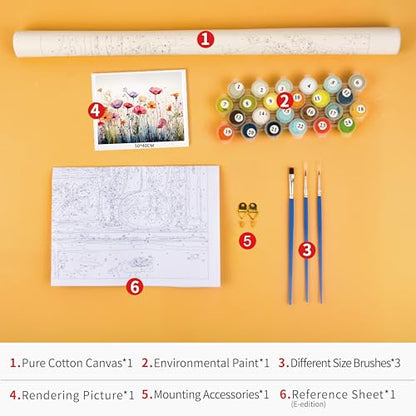 TUMOVO Colorful Flower Field Paint by Numbers for Adults - color: Blume