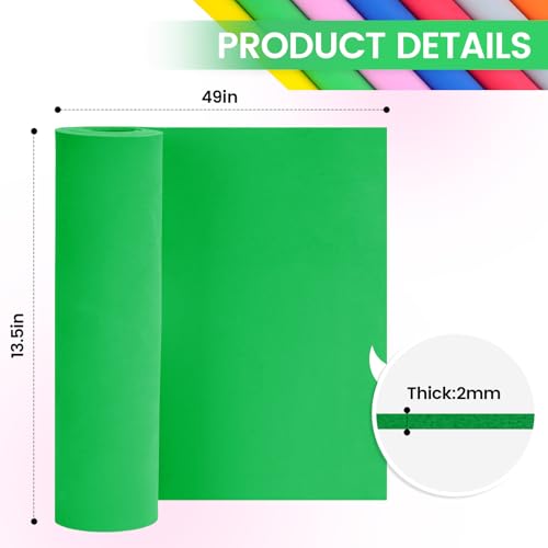Do²ping Green Eva Foam Sheets roll, 2mm eva Craft Foam 49''x13.5'' High Density 86kg/m3 for Halloween Cosplay DIY - color: Green, size: Thickness 2mm