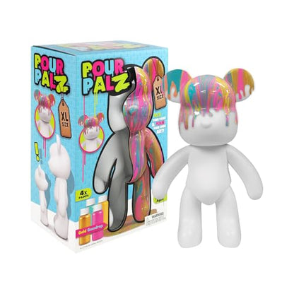 Pour Palz DIY Paint Pouring Kit – 1 XL Bear Figurine, 4 Acrylic Pour Paints, Mixing Cups & Tools, Create Unique Marbled Art, Fun Hands-On Craft Kit for Kids & Adults, Gold Gumdrop, Ages 5+ - color: Gold Gumdrop