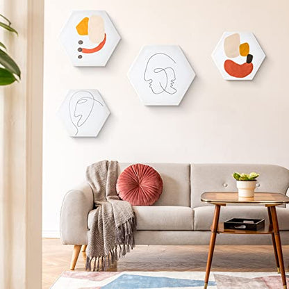 Thenshop 24 Pieces Stretched Canvas for Painting Bulk Blank Canvas Board, Square Round Hexagon Heart Shaped Frame for Kids Art Supplies for Acrylic Pouring Oil Painting(Hexagon) - style: Hexagon