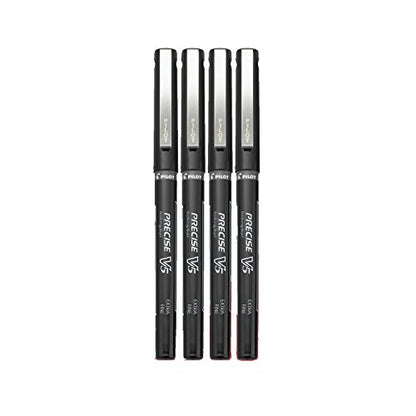 PILOT Precise V5 Stick, Extra Fine Point (0.5mm) Black Ink Pens, 4-Pack - size: 4 Count (Pack of 1), style: V5 Stick