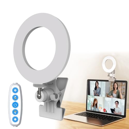 Selfila Ring Light 5 Inch USB Portable, 3200K-6500K Dimmable LED Clip on for Laptop Computer Monitor Phone, Content Creator Makeup Conference Selfie Video (White) - color: White