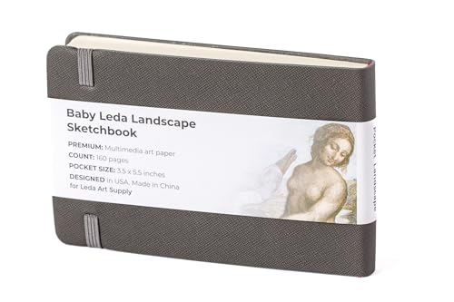Leda Art Supply Pocket Landscape-Shaped Sketchbook, 5.5 inches x 3.3 inches, Lays Flat Flexible Sketch Book for Artists, Ideal for Ink, Water Color, Pen, Pencils, Size: Small Landscape - size: Landscape Small
