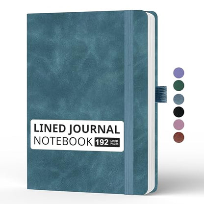 Lined Journal Notebook, A5, 192 Pages 100 GSM Thick Paper, Hardcover Leather College Ruled Journal for Writing, Men Women, Journaling, Daily, Work, Office, Home School Business(Green) - color: Green, style: b-Lined
