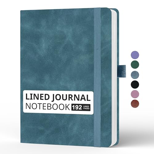 Lined Journal Notebook, A5, 192 Pages 100 GSM Thick Paper, Hardcover Leather College Ruled Journal for Writing, Men Women, Journaling, Daily, Work, Office, Home School Business(Green) - color: Green, style: b-Lined