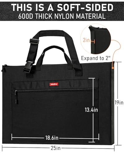Nicpro Light Weight Art Portfolio Bag, 18x24” Waterproof Art Portfolio Case | with Shoulder & Handle Carry, for Artwork, Poster, Sketch Drawing, Canvas, Photography, Solar Panel Storage - size: 18 x 24 inches