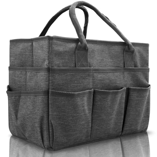 Cupohus Art Organizer Craft Storage Tote Bag with Pockets and Handles Grey - color: Grey