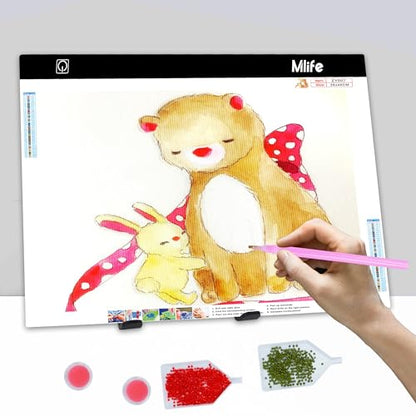 Mlife A3 Light Board Kits for Diamond Art Painting, Tracing Light Box, Light Up Tracing Pad, Diamond Art Painting Light Board for Drawing, Sketching, Animation with Foldable Stand & 4 Fasten Clips - style: A3 kits