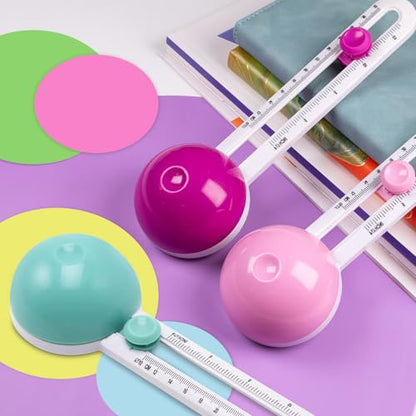 Circle Cutters with 3 blades, Cut Circle Diameter 4'' to 12.5'', Pink | Rotary Circle Cutter for Paper Crafts, Adjustable Circular Cutter Tool for Scrapbook, Easy to Use, Precise & Smooth Cutting - color: Pink