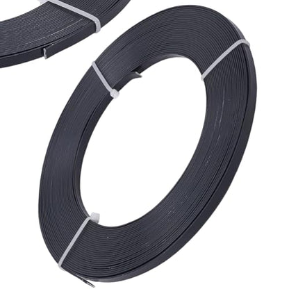 Beebeecraft 1 Roll 32.8 Feet Flat Aluminum Wire, Bendable Anodized Aluminum Wire 5mm Beading Craft Wires for Jewelry Making (Black) - color: Black