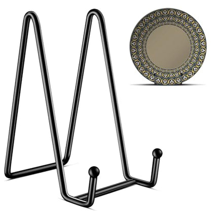 Kruodop 3 Pack 6 Inch Plate Stands for Display, Plate Holder Display Stand, Picture Frame Stand Black Metal Frame Holder Stands for Book,Small Easel,Decorative Plate,Photo and Platter,Tabletop Art