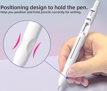 Cute Mechanical Pencil, Metal Grip, Refillable for School Supplies Kid Student Writing, Drafting Drawing Sketching, Mechanical Pencils Set with Lead Refills & Compass & Ruler & Eraser (Blue) - color: Blue