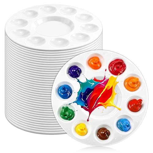 40Pcs Paint Tray Palettes, Art Plastic Paint Trays Watercolor Palette for Kids Painting Craft DIY School Project, Art Class, White Paint Holder, Paint Supplies