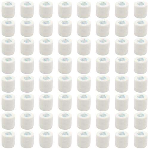 OK TAPE Self Adhesive Bandage Wrap 2 Inch x 5 Yds 64 Rolls - White | Elastic Cohesive Bandage Wrap Supports Wrists & Ankles Without Clips Ideal for Sports First Aid Vet care - color: White, size: 2inx5yds