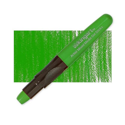 KINGART GS008-1 Mixed Media Gel Stick Crayon, Green | 1-Piece Artist Crayon: Brush on water for watercolor effects; odorless and non-toxic - color: Green