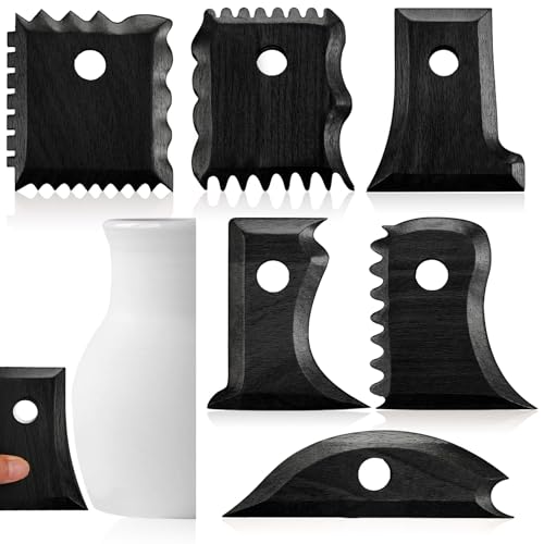 Amylove 7 Pcs Pottery Tools Pottery Rib Foot Shaper Trimming Tools Profile Bundle Foot Shaper for Ceramics for Carving Clay Molds Clay Texture Ribs Ceramics (Stylish Style, Black) - color: Black, size: Stylish Style