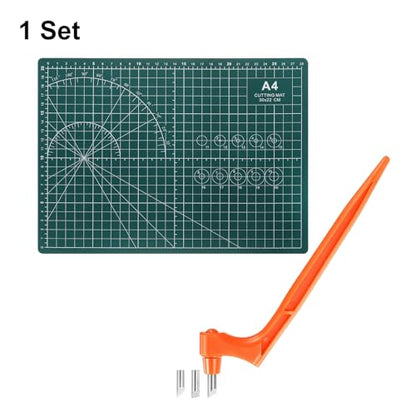 HARFINGTON Craft Cutting Tools 15/30/45 Degree Blades 360 Degree Rotating Blade Stainless Steel Cutter Pen Knife with Mat for DIY Crafts Stencils Scrapbooks, Orange - color: Orange