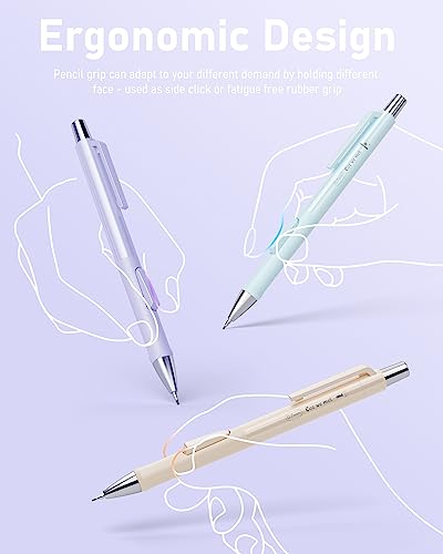 Nicpro 4PCS Pastel Mechanical Pencil 0.5mm, Cute Pencils Fast Click | 100PCS HB Lead Refills, Erasers and Eraser Refills, Aesthetic School Supplies for Writing, Drawing, Sketching - style: 4PCS-0.5mm