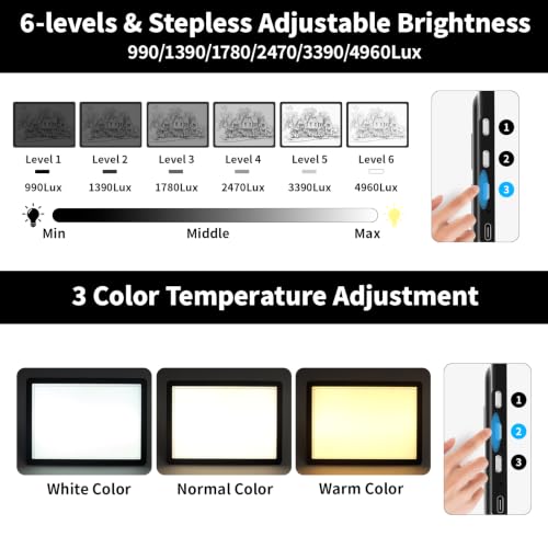 LEACUBER Rechargeable A2 Light Board 25.2''x18.4'', Large Magnetic Tracing Light Box with Side Buttons, Diamond Art Light Pad for Diamond Painting, LED Light Table for Sketching, Weeding Vinyl Black - size: A2