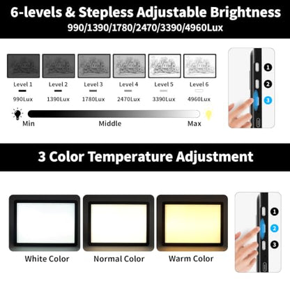 LEACUBER Rechargeable A2 Light Board 25.2''x18.4'', Large Magnetic Tracing Light Box with Side Buttons, Diamond Art Light Pad for Diamond Painting, LED Light Table for Sketching, Weeding Vinyl Black - size: A2