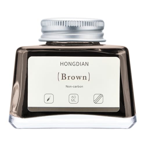 Asvine Hongdian Fountain Pen Bottled Ink Brown, 60ml Fountain Pen Ink Bottled for Writing and Calligraphy, Non Carbon - color: Brown