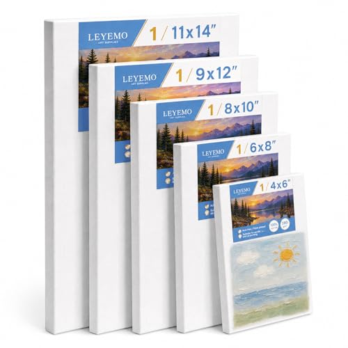 5 Pack 100% Cotton Stretched Canvas for Painting | Multi Sizes 4x6,6x8,8x10,9x12,11x14,Acid-Free Canvas for Oil & Acrylic,Kids,Beginners & Artists,art supplies for adults - size: 5CV