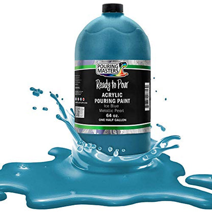 Pouring Masters Ice Blue Metallic Pearl Ready to Pour Acrylic Pouring Paint - Premium 64-Ounce Pre-Mixed Fluid Acrylic Paint - Fluid Art Supplies for Canvas, Wood, Paper, Tile & Rocks - color: Ice Blue Metallic Pearl, size: 64 Fl Oz (Pack of 1)