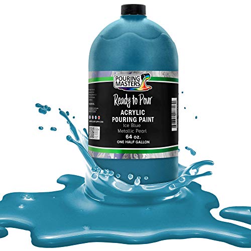 Pouring Masters Ice Blue Metallic Pearl Ready to Pour Acrylic Pouring Paint - Premium 64-Ounce Pre-Mixed Fluid Acrylic Paint - Fluid Art Supplies for Canvas, Wood, Paper, Tile & Rocks - color: Ice Blue Metallic Pearl, size: 64 Fl Oz (Pack of 1)