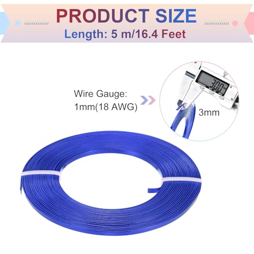 MECCANIXITY Aluminum Flat Wire, 3mm 18 Gauge Bendable Nose Wire Soft Craft Jewelry Wire for Jewelry Making Handmade Crafts DIY Bezel Sculpting, Deep Blue - color: Deep Blue