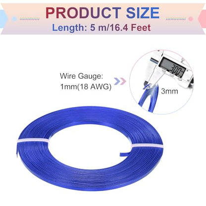 MECCANIXITY Aluminum Flat Wire, 3mm 18 Gauge Bendable Nose Wire Soft Craft Jewelry Wire for Jewelry Making Handmade Crafts DIY Bezel Sculpting, Deep Blue - color: Deep Blue