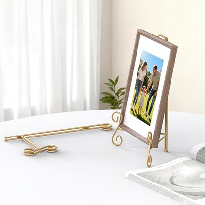 Gold Plate Stand, 10 Inch Decorative Holder for Displaying Platters, Heavy-Duty Metal Easel Stand for Picture, Photo Frame, Books and Round Objects, 1-Pack