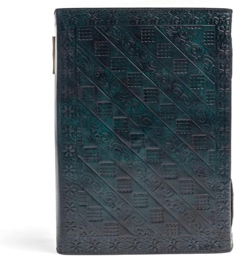 600 Pages Handmade Large Leather Journal Diary Embossed Tree of Life Book Of Shadows Notebook Writing Grimoire Sketchbook 7 x 10 Leather Bound (Green) - color: Green