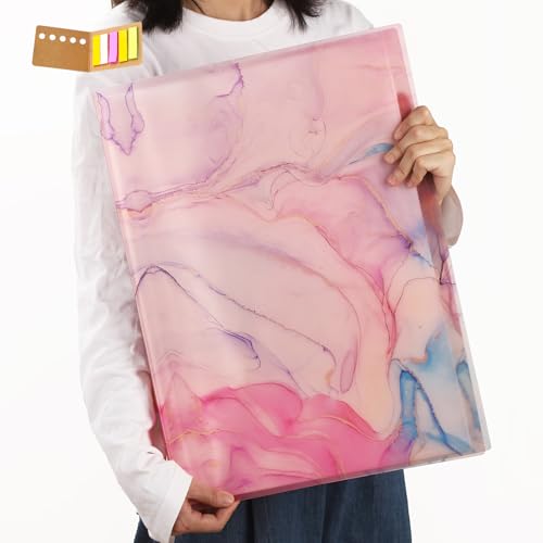 A3 Art Portfolios Case,Marble Pink 60 Pages Diamond Painting Storage Book - color: Marble Pink-60 Sleeves-No button