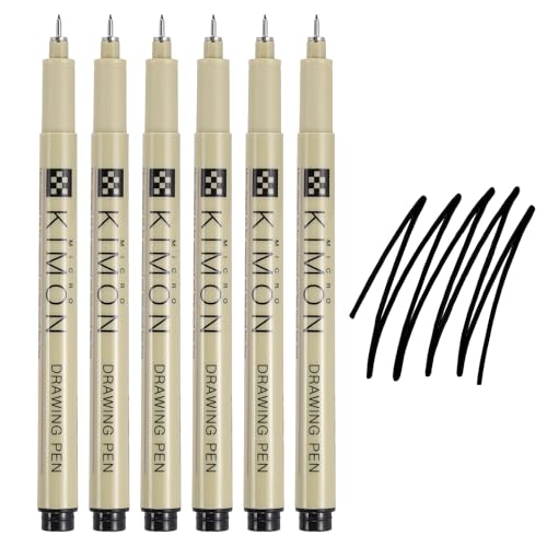 PATIKIL Fineliner Pens, 0.3mm Fine Points Drawing Pen Waterproof Inking Markers Liner Artist Watercolor Supplies Drawing Kit for Adult Sketching Journaling, Pack of 6 - style: 0.3mm Fine Points