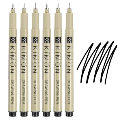 PATIKIL Fineliner Pens, 0.3mm Fine Points Drawing Pen Waterproof Inking Markers Liner Artist Watercolor Supplies Drawing Kit for Adult Sketching Journaling, Pack of 6 - style: 0.3mm Fine Points